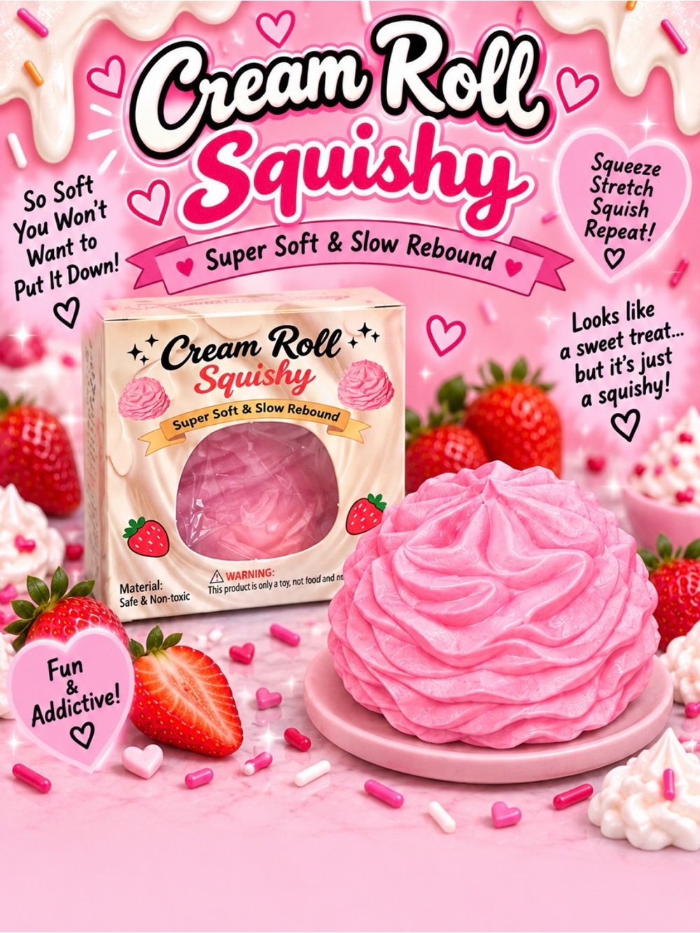 Cream Roll Squishy - Pink